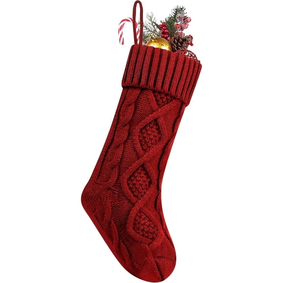 Christmas Stockings 18 Inches Large Size Cable Knitted Stocking Gifts & Decorations for Family Holiday Xmas Party