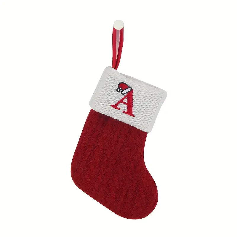 Christmas Stockings 26 Letter Embroidered Cute Knitted Craft Hanging ...