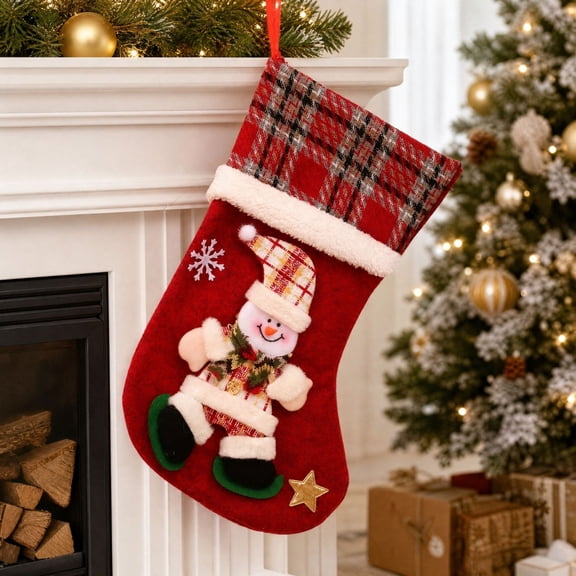Christmas Stockings, 3D Oversized Doll Christmas Socks, Gift Candy Sack, Hanging Pendants Xmas Sock, Large Fireplace Tree Hanging Ornament for Home Party Holiday Decoration