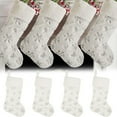thumbnail image 1 of Christmas Stockings 4 Pack 19 Inch Large Faux Xmas Stocking with Silver Sequin Snowflakes for Family Country Rustic Personalized Holiday Indoor Decorations White/ Christmas Stocking Pendant, 1 of 8