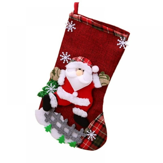 Christmas Stockings 4 Pack Christmas Decorations Classic Santa Snowman Family Hanging Socks for Xmas Gift Holiday Season Party Decor