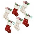 thumbnail image 1 of Christmas Stockings 6 Pack for Family, Mini Embroidery Gold Sequins Christmas Stockings White Red Luxury Faux Fur Xmas Stocking for Xmas Tree Holiday Party Decoration, 1 of 5