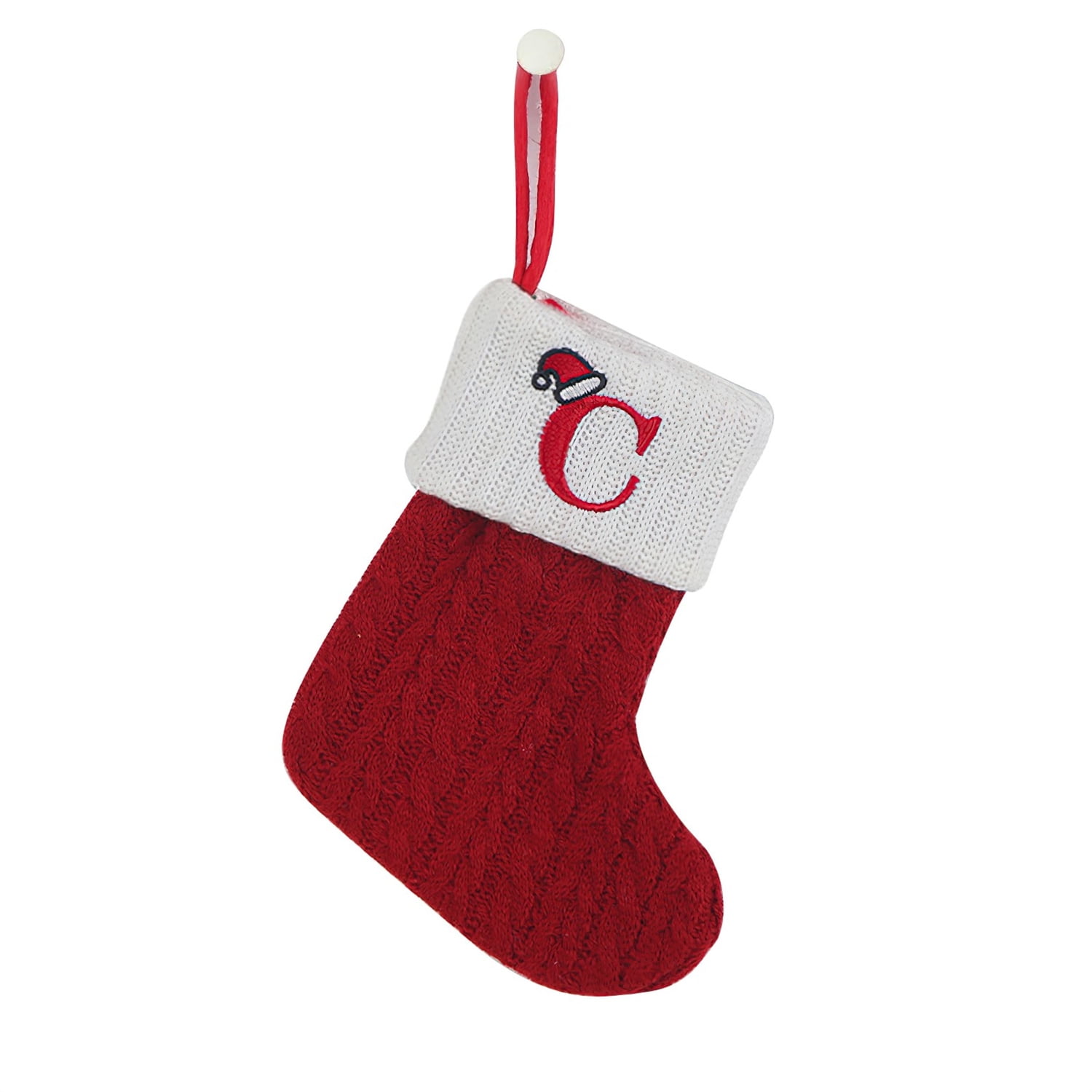 Christmas Stockings, 8 inch Mini Monogram Christmas Stockings with Initials Letter Embroidered 