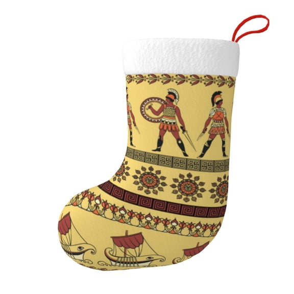 Christmas Stockings Ancient Greek Ships Ethnic Large Hanging Xmas Sock Gift Bag Classic Fireplace Decor for Home, Party, and Family Celebration