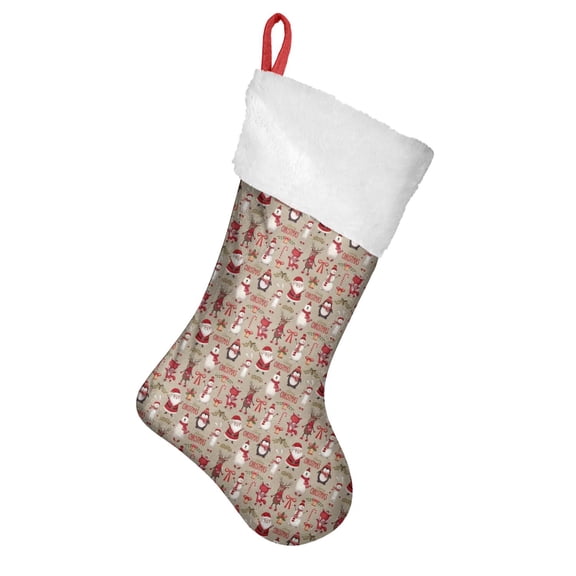 Christmas Stockings,Beige Christmas Character Pattern Stockings Christmas,14.8'' Xmas Stockings,Christmas Party Favors,Christmas Party Decorations,Christmas Stockings Personalized