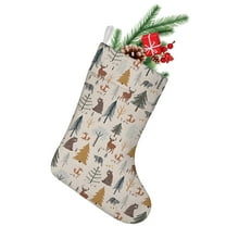 Christmas Stockings,Beige Christmas Forest Animal Pattern Stockings Christmas,14.8'' Xmas Stockings,Christmas Party Favors,Christmas Party Decorations,Christmas Stockings Personalized