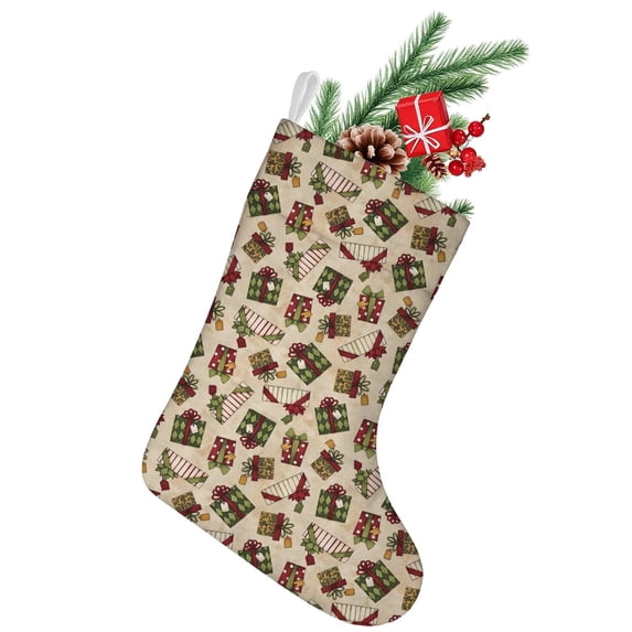 Christmas Stockings Beige Gift Pattern Personalized 14.8 Inch