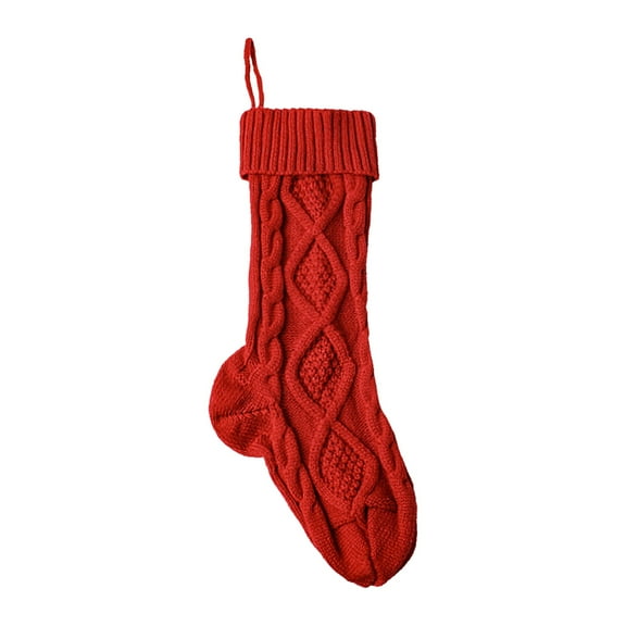 Christmas Stockings Cable Knit Stocking Christmas Decorations Goodie Bags Gift Fireplace Xmas Tree Stocking Ornaments for Holiday Family Friends (Burgundy, Length 18", Pack of 1)