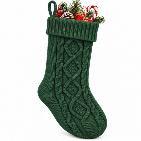 Christmas Stockings Cable Knit Stocking Christmas Decorations Goodie Bags Gift Fireplace Xmas Tree Stocking Ornaments for Holiday Family Friends