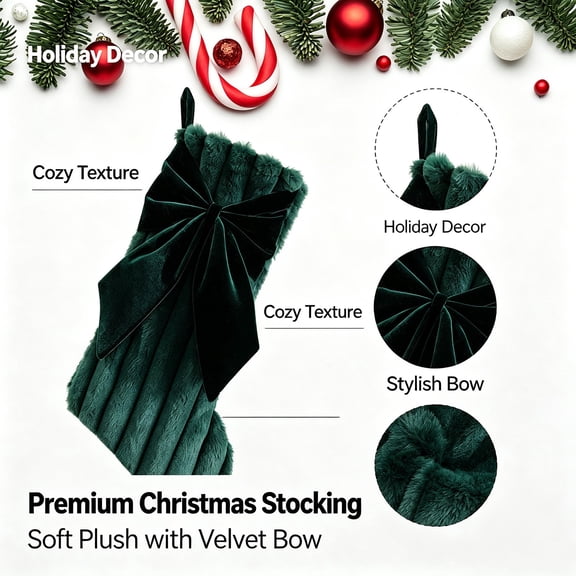 Christmas Stockings Cable Knitted 18 Inch Solid Personalized Christmas Stockings Bulk Decorations for Family Holiday Xmas Party Tree Hanging Fireplace Farmhouse,Ornaments for Holiday Family ,Green