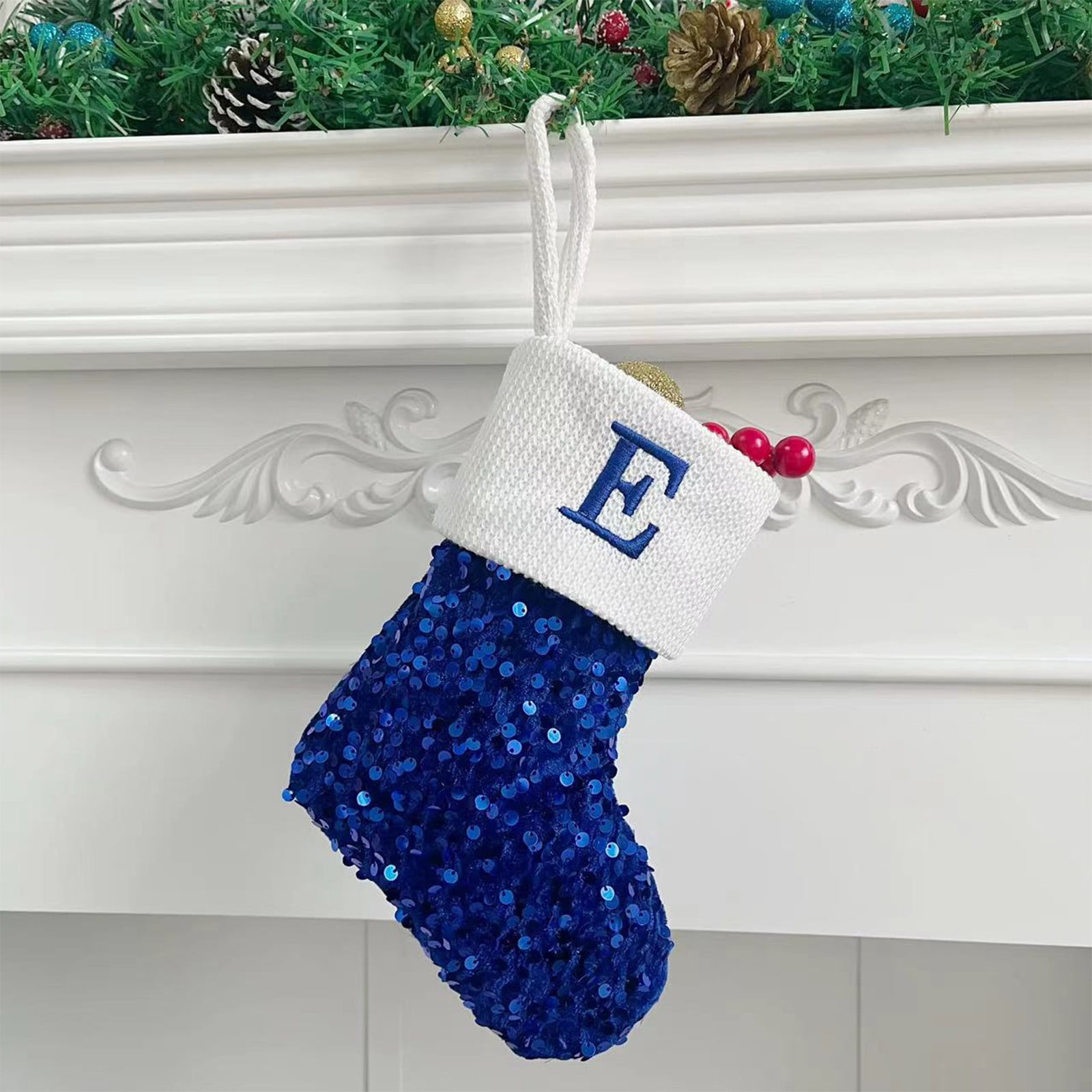 Christmas Stockings Cameland Large Embroidered Letter Knit Blue White christmas-stockings-cameland-large-embroidered-letter-knit-blue-white