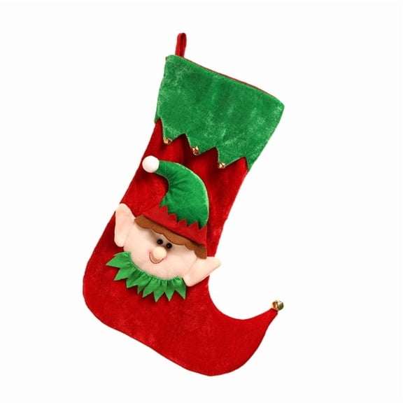 Christmas Stockings Candy Gift Bag Cartoon Elf Christmas Hanging Socks Christmas Socks For Fireplace Decoration