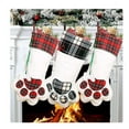 thumbnail image 1 of Christmas Stockings for Cat Dog Burlap Paw Stockings for Pet Buffalo Plaid Santa Stocking Fireplace Hanging Stockings Personalize Christmas Decoration, 1 of 6