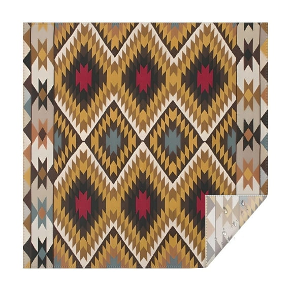 Brown Geometric Triangle Diamond Pattern Square Tablecloth,Waterproof Square Table Cover,Wipeable Spillproof Washable Table Cover for Home Kitchen Party Decor 52"x52"(132x132cm)