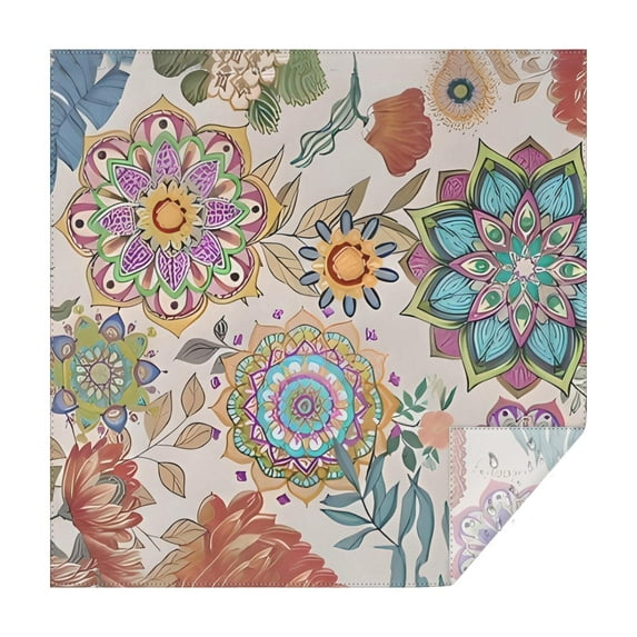 Colorful Mandala Pioneer Flower Pattern Square Tablecloth,Waterproof Square Table Cover,Wipeable Spillproof Washable Table Cover for Home Kitchen Party Decor 60"x60"(152x152cm)