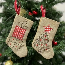 Christmas Stockings,Christmas Tree Decorations Linen Embroidered Christmas Socks Grey Candy Gift Socks Ornament Decorations for Family Holiday Xmas Party Decorations