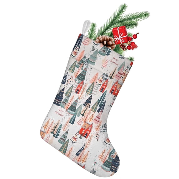 Christmas Stockings,Christmas Tree and House Pattern Stockings Christmas,14.8'' Xmas Stockings,Christmas Party Favors,Christmas Party Decorations,Christmas Stockings Personalized