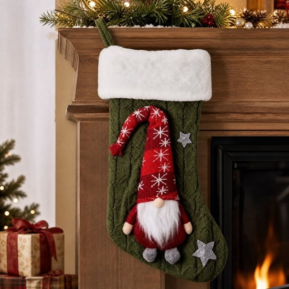 Christmas Stockings, Classic Holiday Xmas Stocking with Hanging Loop, Gift Bag for Fireplace Mantel, Tree and Family Holiday Decor