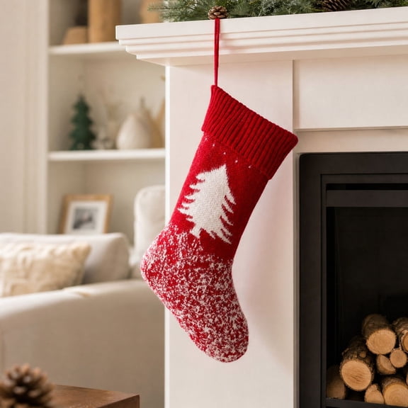 Christmas Stockings, Classic Holiday Xmas Stocking with Hanging Loop, Gift Bag for Fireplace Mantel, Tree and Family Holiday Decor