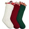 thumbnail image 1 of Christmas Stockings, Clearance 3 Packs 18" Happiwiz Knit Christmas Stockings Kits Green, Ivory & Red, Xmas Stockings Set for Kids, Xmas Tree Holiday Family Party Fireplace Hanging Decorations, 1 of 9