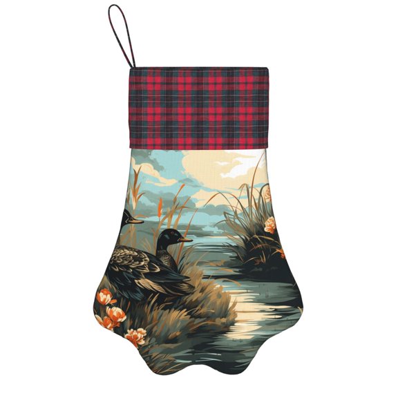 Christmas Stockings Dog Cat Pet Paw Xmas Tree Stockings Fireplace Hanging Party Decorations Gift, Mallards Duck Hunting Graphic