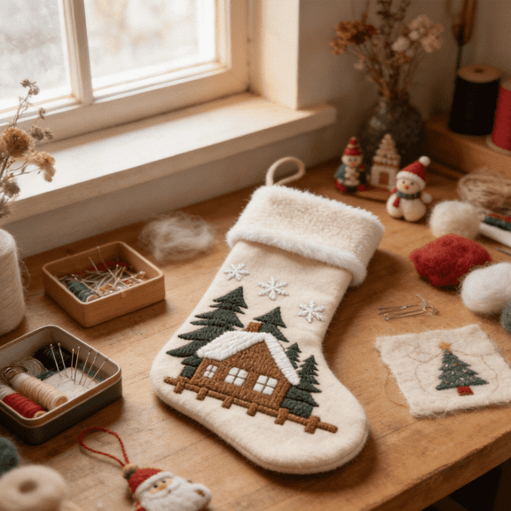 Christmas Stockings Farmhouse Woodland 21'' Large White Christmas Stocking Rustic Farmhouse Embroidered Farmhouse Xmas Stocking with Forest for Fireplace Christmas Tree Holiday Home Decor Kids Adults