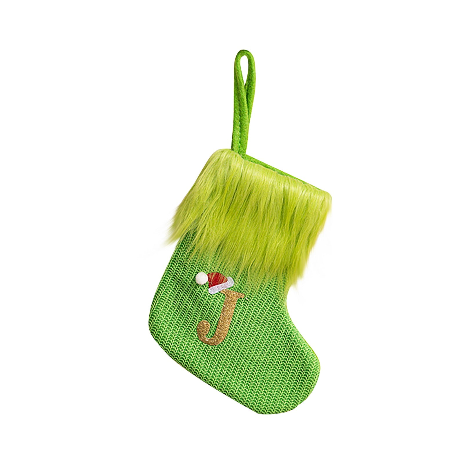 Christmas Stockings-Festive Green Christmas Stocking with Faux Fur Trim ...