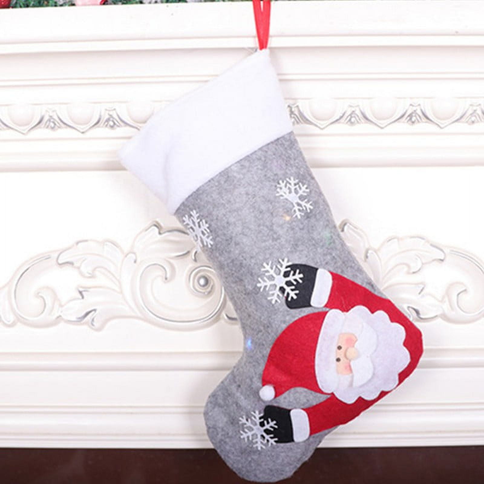 Christmas Stockings for Fireplace Decoration Socks with LED Lights