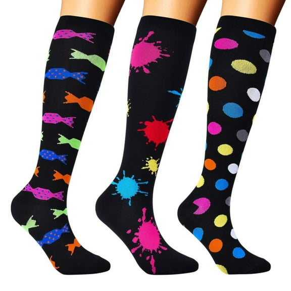 Christmas Stockings For Women 3 Pairs Of Compression Socks For Colourful Support Socks For Sports Flight Running Travel Cycling Stockings
