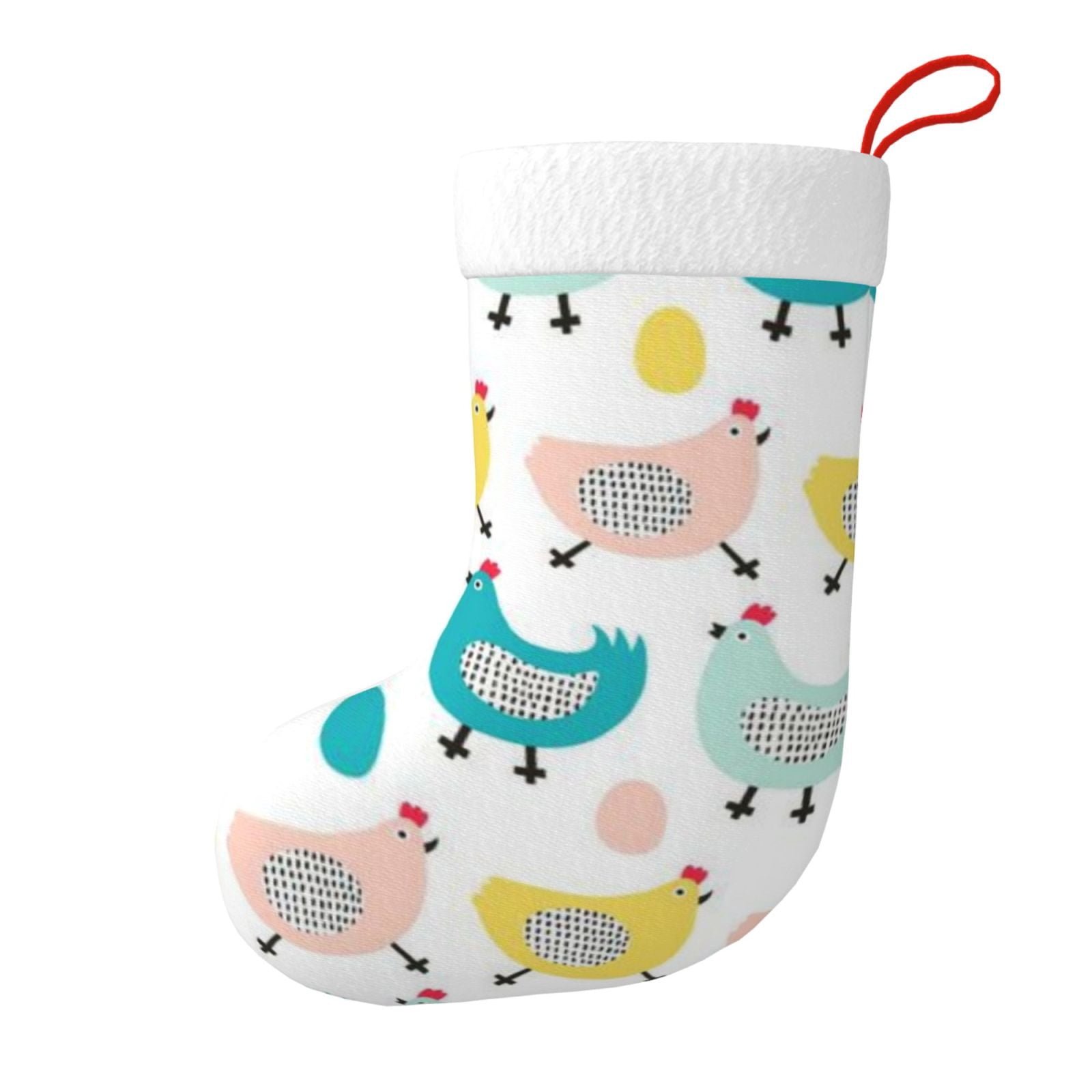 Christmas Stockings Funny Chicken Pattern Large Hanging Xmas Sock Gift ...