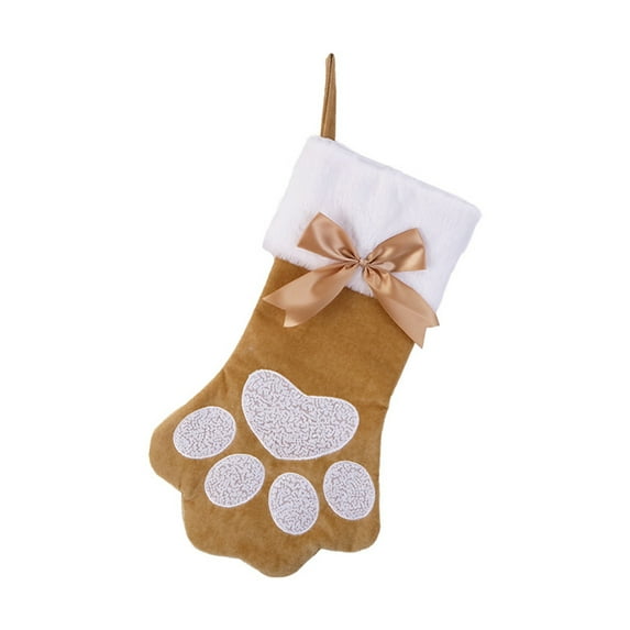 Christmas Stockings Gift Bags Decoration Pet Dog Cat Paw Pendant Socks Plush Embroidery Xmas Tree Ornaments