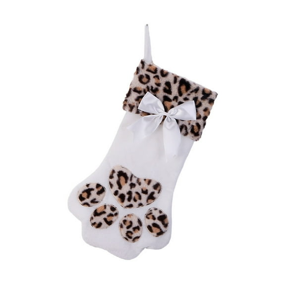 Christmas Stockings Gift Bags Decoration Pet Dog Cat Paw Pendant Socks Plush Embroidery Xmas Tree Ornaments