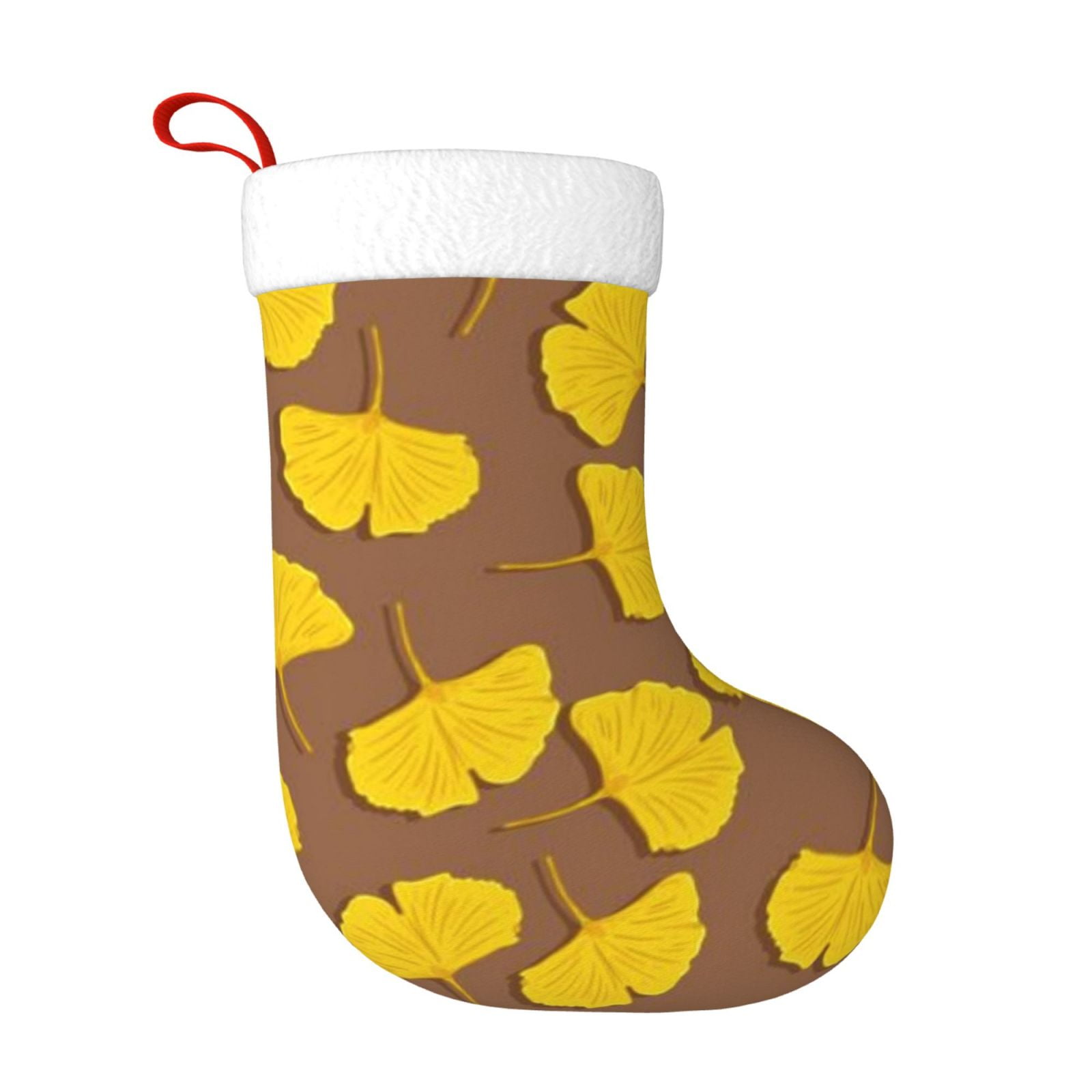 Christmas Stockings Ginkgo Leaves Large Hanging Xmas Sock Gift Bag ...