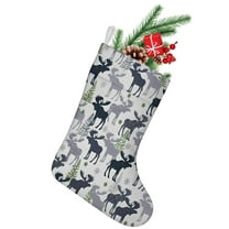 Christmas Stockings,Gray Christmas Moose and Tree Pattern Stockings Christmas,14.8'' Xmas Stockings,Christmas Party Favors,Christmas Party Decorations,Christmas Stockings Personalized