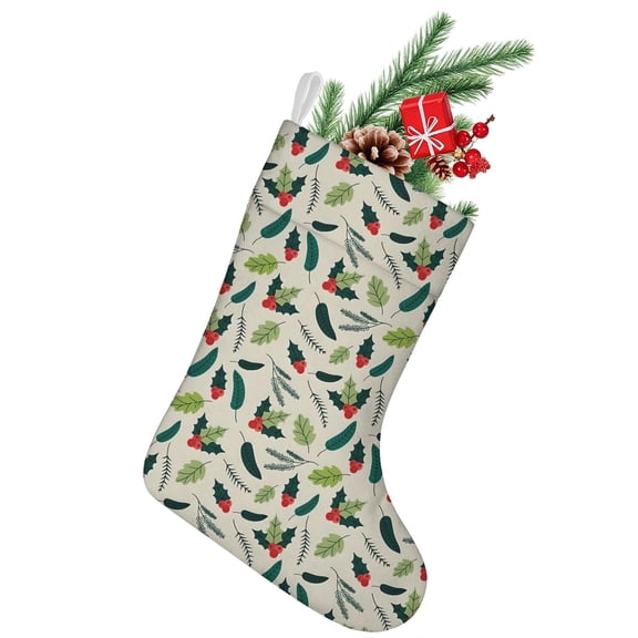 Christmas Stockings,Green and Red Christmas Holly Pattern Stockings Christmas,14.8'' Xmas Stockings,Christmas Party Favors,Christmas Party Decorations,Christmas Stockings Personalized
