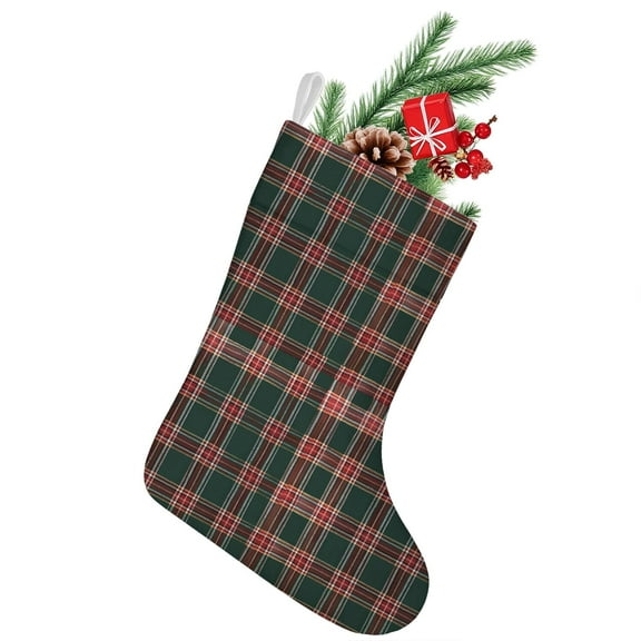 Christmas Stockings,Green and Red Christmas Plaid Pattern Stockings Christmas,14.8'' Xmas Stockings,Christmas Party Favors,Christmas Party Decorations,Christmas Stockings Personalized