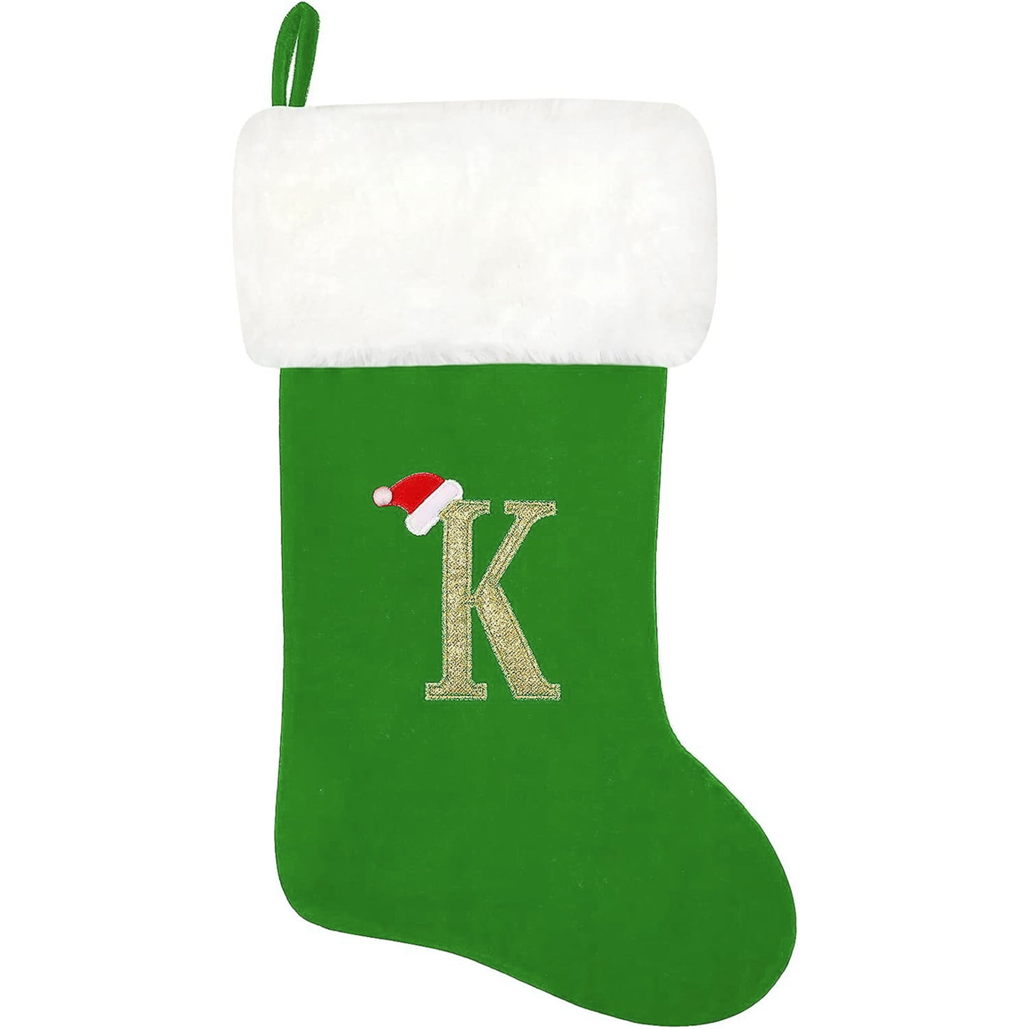 Christmas Stockings Hanging Ornaments, Green Letters Stocking