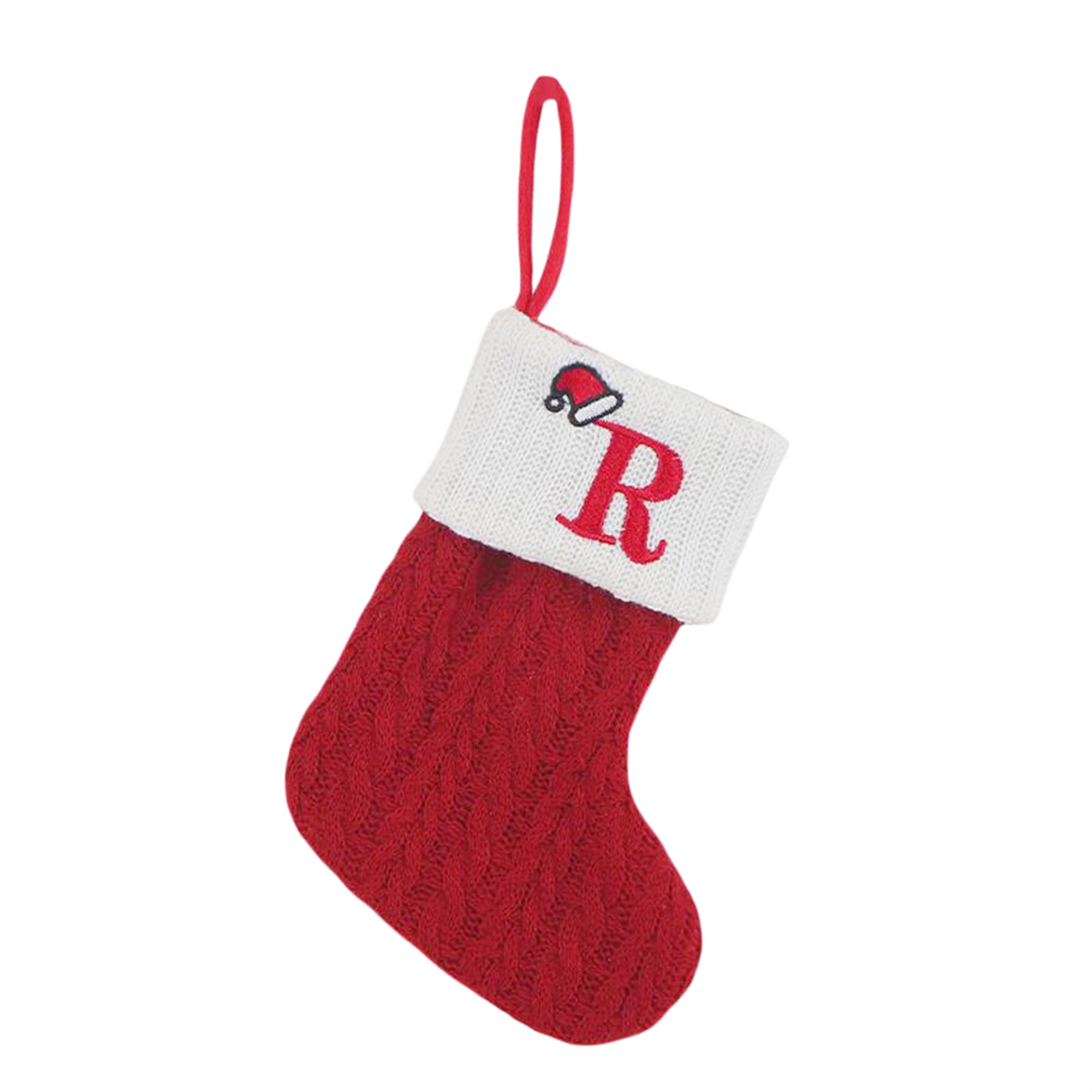 Christmas Stockings Hanging Ornaments, Red Letters Knitted Stocking ...