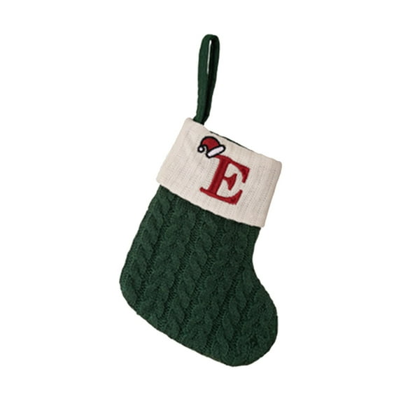 Christmas Stockings with Initial - Embroidered Monogram Letter Knit Stockings in Red White for Fireplace Mantel, Xmas Tree Decorations and Family Holiday Traditions