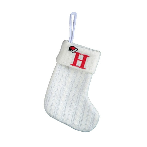 Christmas Stockings with Initial - Embroidered Monogram Letter Knit Stockings in Red White for Fireplace Mantel, Xmas Tree Decorations and Family Holiday Traditions