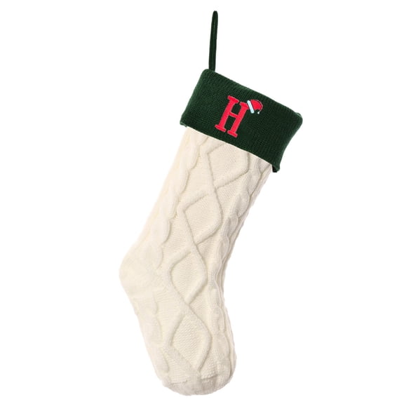 Christmas Stockings with Initials 17.7 Inch, Large Monogrammed Knit Stockings for Fireplace, Embroidered Family Stocking Set for Xmas Holiday Decor and Gift Giving