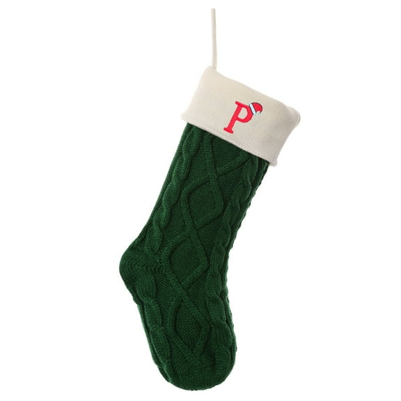 Christmas Stockings with Initials 18 Inches Large Embroidered , Cable Knit Xmas Stocking for Family Fireplace Christmas Tree Holiday Party Decorations