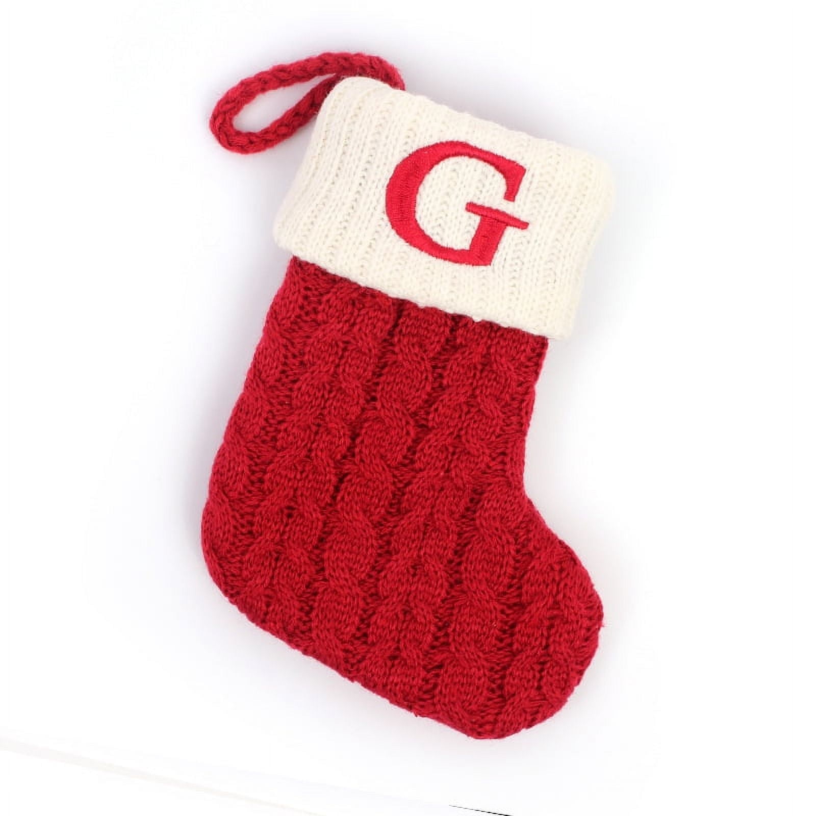 Christmas Stockings with Initials,18cm Large Embroidered Letter Knit
