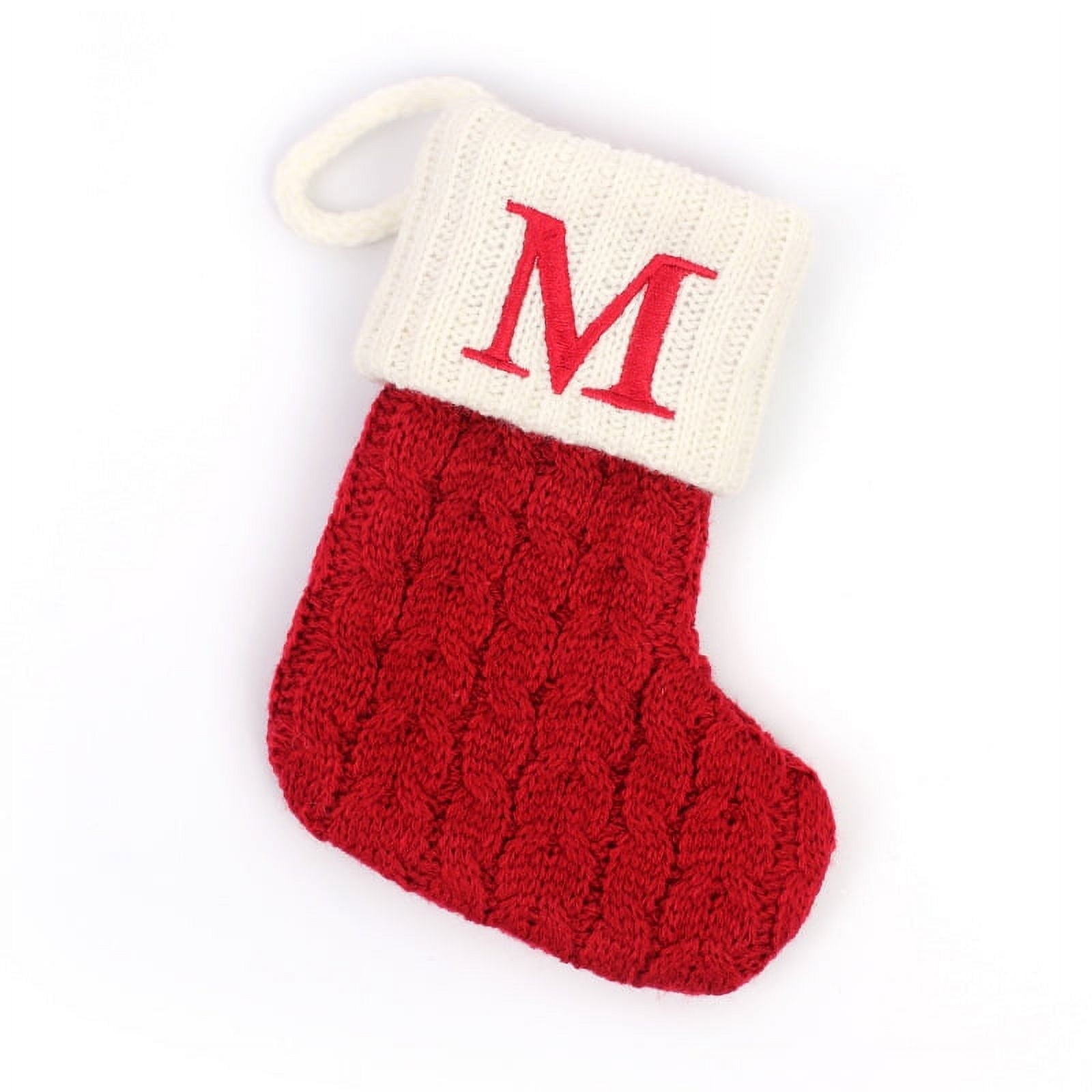 Christmas Stockings with Initials,18cm Large Embroidered Letter Knit
