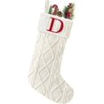 thumbnail image 1 of Christmas Stockings with Initials, 20” Large Embroidered Monogram Knitted Stockings for Family, Kids, Xmas Holiday Party Gifts & Decoration for Fireplace, White, 1 of 10