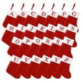 thumbnail image 1 of Vorkoi Christmas Stockings with Initials, 7.1 Inches Small Embroidered Letter Knit Red White Christmas Stocking, Holiday and Family Stocking for Fireplace Christmas Holiday Party Decoration, 1 of 4