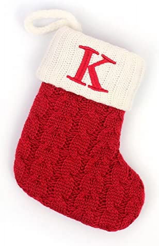 Christmas Stockings with Initials, 7.1 Inches Small Embroidered Letter Christmas Socks With Initials