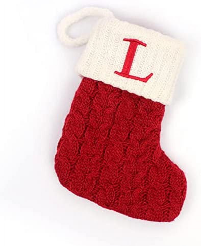 Christmas Stockings with Initials, 7.1 Inches Small Embroidered Letter Christmas Socks With Initials