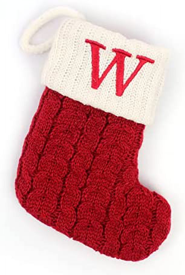 Christmas Stockings with Initials, 7.1 Inches Small Embroidered Letter Christmas Socks With Initials