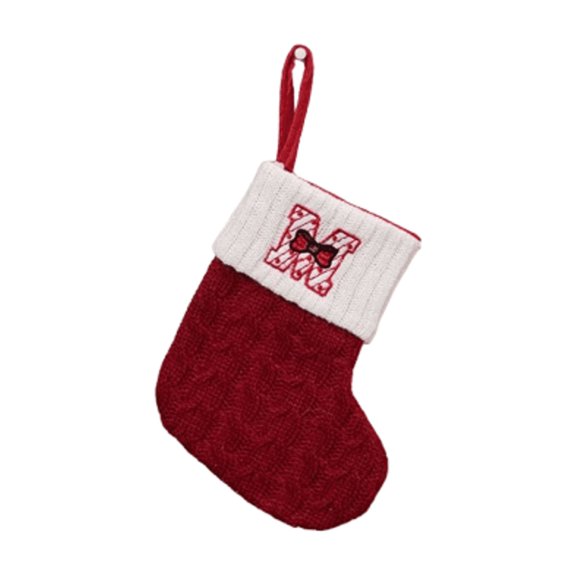 Christmas Stockings with Initials, 7.7 Inch Mini Stockings With Initials Christmas Stockings With 26 Letters Christmas Decorations Red Knitted Letters Embroidered Christmas Stockings